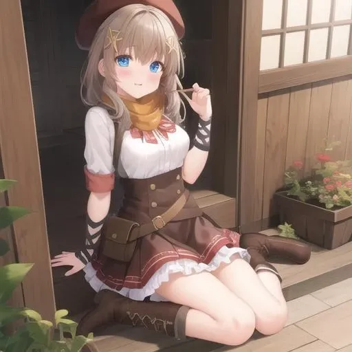masterpiece, best quality, landknt, from side, cowboy shot,
1girl, sitting, looking at viewer, smile, arms at sides, closed mouth,
long hair, green eyes, blonde hair,
(plate armor), colored clothes, puffy sleeves, puffy pants, large muffin cap,
outdoors, renaissance architecture,
<lora:landknt:1.0>