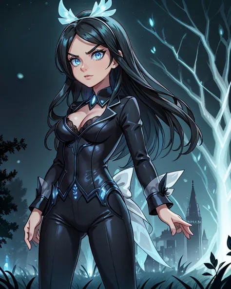 Match Cut of c1rce_n0texist wearing Tailored trousers, a silk blouse, and a blazer for a professional look., <lora:Gloomifier_V2_TheGlow:1.1> <lora:actionshot:0.7> action shot <lora:AdvancedEnhancer:0.7> <lora:Outfit_LucentDream:0.77> luc3nt, cold lighting, glowing, bioluminescence