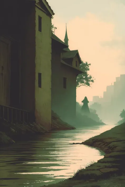 <lora:Moommst:1> Ghost in the wall, alone, in river, ghost,