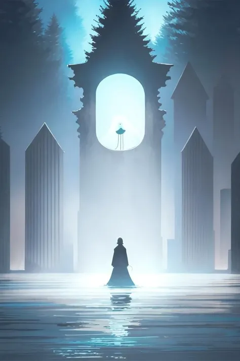<lora:Moommst:1>  Ghost in the wall, alone, in river, ghost,