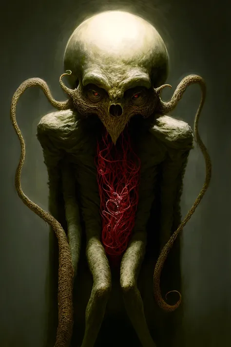 a drawing of a monster with tentacles coming out of it's mouth, demon, humanoids overgrown with tentacles, six from little nightmares, stigmata, face shown, official art, necrosis, <lora:MoosMST3:1>