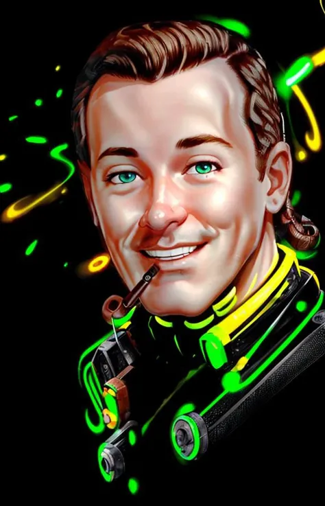 Detailed portrait, (Outline of bob_dobbs:1.5), light painting, abstract, stylish, green light painting , outdoors, long exposure, ISO, f/8 <lora:bob_dobbs-n47-v1:0.8>