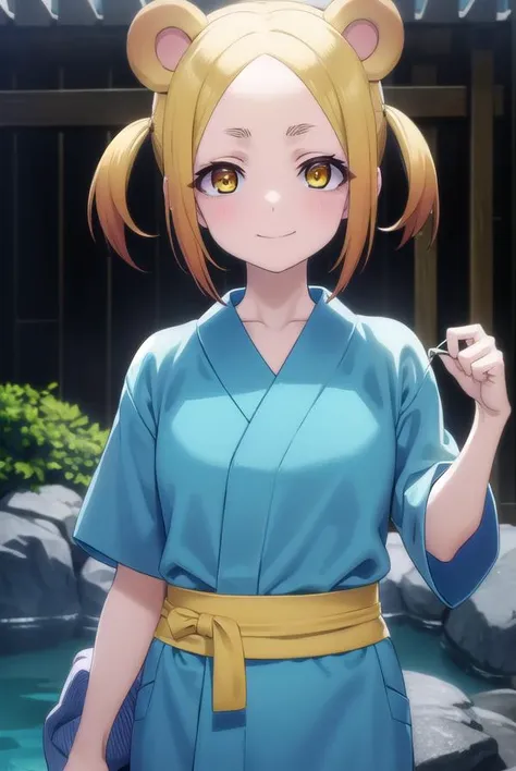 koyuzushigaraki, <lora:koyuzu shigaraki s1-lora-nochekaiser:1>,
koyuzu shigaraki, short hair, blonde hair, animal ears, twintails, (yellow eyes:1.3), smile,
BREAK tail, japanese clothes, kimono, sash, obi, orange kimono,
BREAK outdoors, hot spring, onsen,
BREAK looking at viewer, (cowboy shot:1.5),
BREAK <lyco:GoodHands-beta2:1>, (masterpiece:1.2), best quality, high resolution, unity 8k wallpaper, (illustration:0.8), (beautiful detailed eyes:1.6), extremely detailed face, perfect lighting, extremely detailed CG, (perfect hands, perfect anatomy),