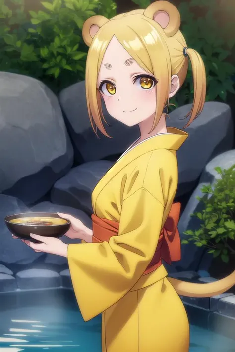 koyuzushigaraki, <lora:koyuzu shigaraki s1-lora-nochekaiser:1>,
koyuzu shigaraki, short hair, blonde hair, animal ears, twintails, (yellow eyes:1.3), smile,
BREAK tail, japanese clothes, kimono, sash, obi, orange kimono,
BREAK outdoors, hot spring, onsen,
BREAK looking at viewer, (cowboy shot:1.5),
BREAK <lyco:GoodHands-beta2:1>, (masterpiece:1.2), best quality, high resolution, unity 8k wallpaper, (illustration:0.8), (beautiful detailed eyes:1.6), extremely detailed face, perfect lighting, extremely detailed CG, (perfect hands, perfect anatomy),