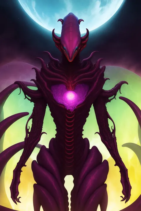 deep color, futuristic, intricate detail, masterpiece, best quality, eldritch horror, alien, deity, color splash