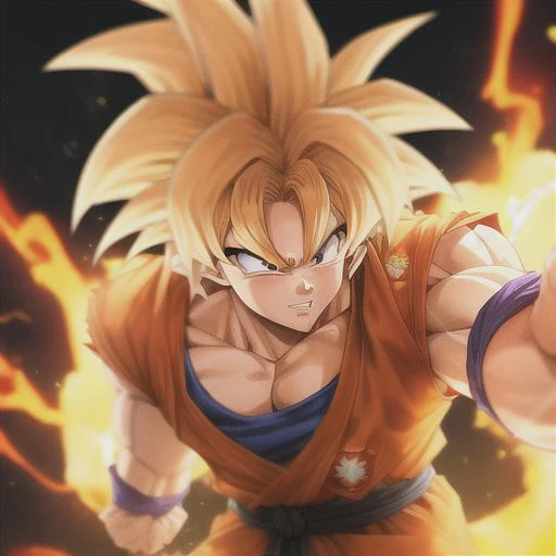 masterpiece, best quality, goku, super Saiyan, yellow hair