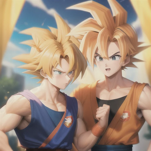 masterpiece, best quality, goku, super Saiyan, yellow hair