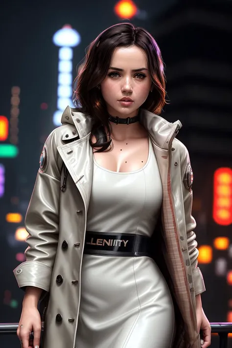 picture of (emb-anada), a woman as a sexy detective (wearing a raincoat:1.2), modelshoot style, (extremely detailed CG unity 8k wallpaper), photo of the most beautiful artwork in the world, professional majestic oil painting by Ed Blinkey, Atey Ghailan, Studio Ghibli, by Jeremy Mann, Greg Manchess, Antonio Moro, trending on ArtStation, trending on CGSociety, Intricate, High Detail, (Sharp focus:1.1), dramatic, photorealistic painting art by midjourney and greg rutkowski, (bodycon:1.2), (cyberpunk city background:1.3), (rainy night), (looking at viewer), (detailed eyes:1.2), (defiance512:1.2), gritty, (sfw:1.2)