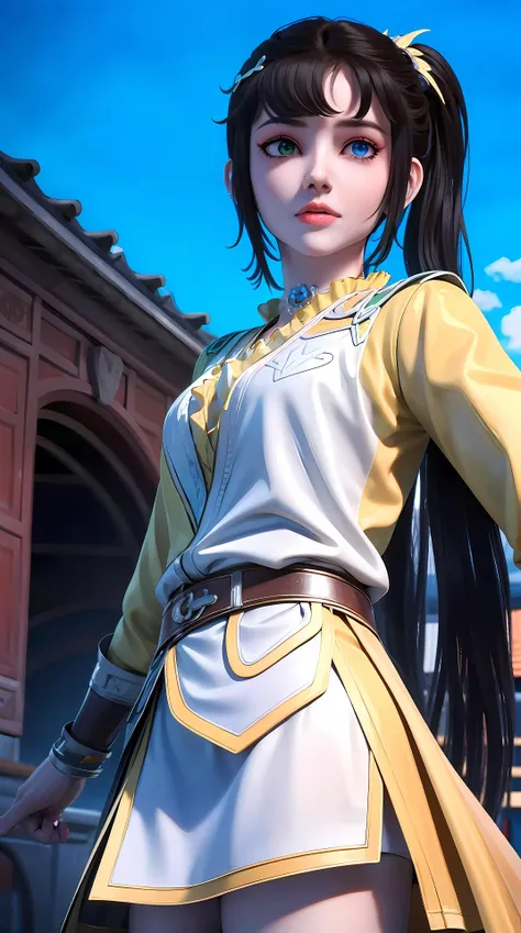 masterpiece,best quality,1girl, heterochromia,<lora:sikongqianluo-000017:0.8> ,cowboy shot, dynamic pose, dynamic angle