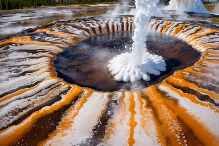 8k, best quality, real picture, intricate details, ultra-detailed, ultra highres, depth field,(photorealistic,realistic:1.2),masterpiece, <lora:add_detail:1>,
0.35 :: medium shot , angled shot from the side , from above ,
at dark night ,
( Dynamic Geysers: Witness the erupting geysers of Yellowstone National Park in the United States, where boiling water shoots into the air against a backdrop of geothermal wonders :1.3),