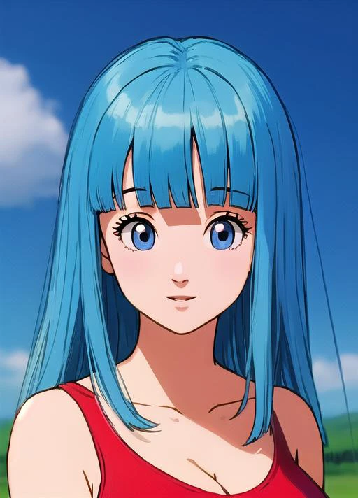 masterpiece, best quality, highest quality, photorealistic, perfect anatomy, perfect face, perfect eyes,
<lora:marondballz_ex_03:0.7>, marondballz, blue hair, 1girl, solo, blue eyes, cleavage, breasts, long hair, bare shoulders, bangs, medium breasts, blunt bangs, red dress, full body