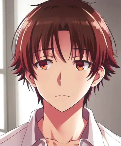 portrait, parted bangs, brown hair, <lora:ayanokoji-v1-000004:0.6>, ayanokoji kiyotaka, short hair