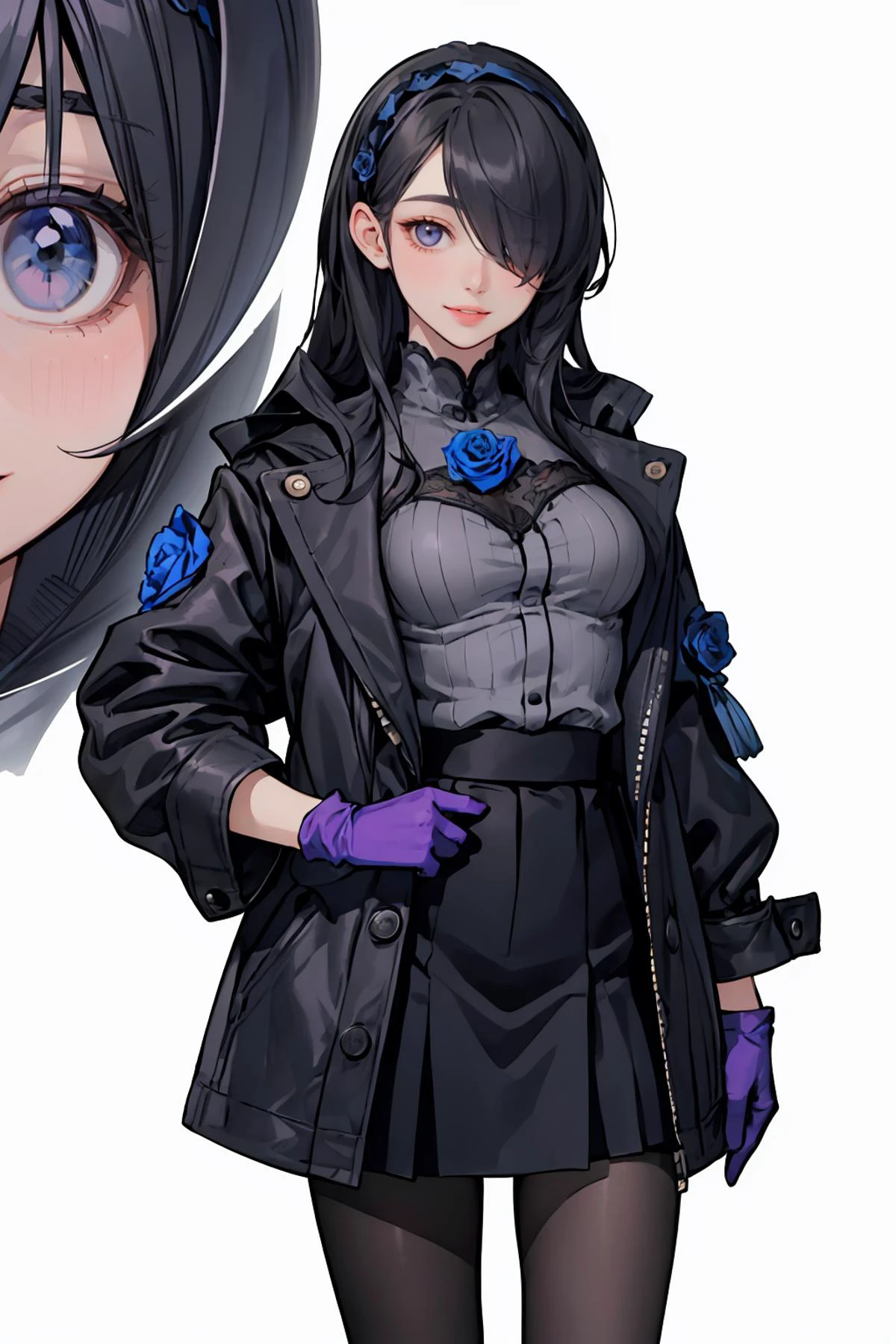 8k high quality detailed,highres,anime,comic,detailed image,
(an illustration of a age girl posing,(an illustration of girl,teengirl)),(magazine_illustration),
(, dasha_taran,1girl,russian_girl,long hair,lips,medium breasts),(Encouraging Smile),detailed_face,
((Posing with one leg lifted, hands touching the lifted foot,):0.8),
(, LeexRosemary,black skirt,grey shirt,purple gloves,black pantyhose,hairband,hair over one eye,black coat,blue rose,rita rossweisse),(,realistic clothing texture,realistic_skin_texture),<lora:Dasha:0.9>,<lora:LeexRosemary:0.65>,<lora:more_details:0.2>