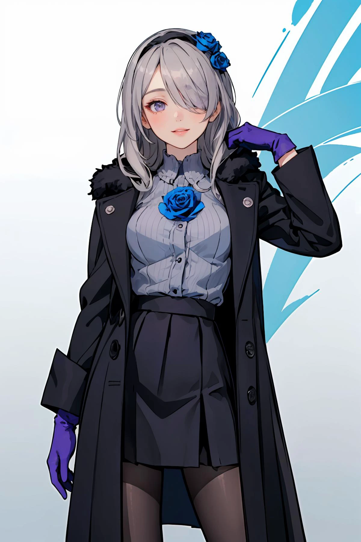 8k high quality detailed,highres,anime,comic,detailed image,
(an illustration of a age girl posing,(an illustration of girl,teengirl)),(magazine_illustration),
(, dasha_taran,1girl,russian_girl,long hair,lips,medium breasts),(Dampened Smile),detailed_face,
((the pose):0.8),
(, LeexRosemary,black skirt,grey shirt,purple gloves,black pantyhose,hairband,hair over one eye,black coat,blue rose,rita rossweisse),(,realistic clothing texture,realistic_skin_texture),<lora:Dasha:0.9>,<lora:LeexRosemary:0.65>,<lora:more_details:0.2>
