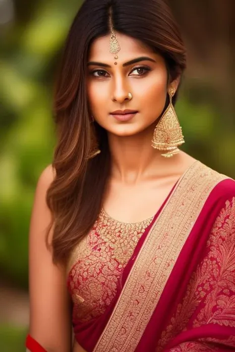 high quality, photo of a 25-year-old woman, in a stunning saree, indian jewelry, medium Shot, heritage fort , Ambiant light, Cinematick Shot, lens 85 mm , bokeh Background,  jenifw <lora:jenifw:1>