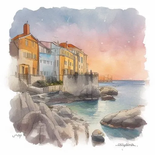 Cove at night <lora:watercolo_candidate_0.5:1>