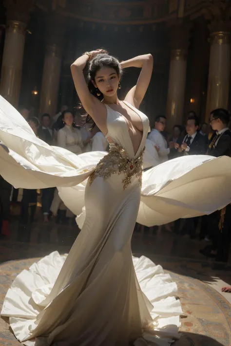 <lora:Dance_20230822160641:0.8>, huge breasts,wind,revolution,dance, petal,gem,water,transparency,translucent,strong light,spot light,pov,fisheye_lens,negative space,dynamism,particle,ovation,,afterimage, ,sweat,glowing body,star, masterpiece, best quality,incredibly absurdres, 1girl,