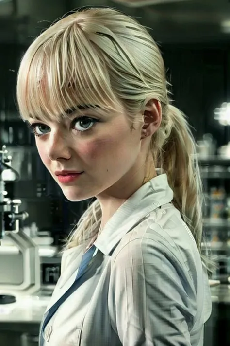 GwenStacy768, smooth perfect skin, dressed as a scientist, photography, trending on artstation, sharp focus, studio photo, intricate details, highly detailed, by greg rutkowski <lora:GwenStacy768:0.7>