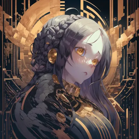 masterpiece, best quality, 1girl, floating, long hair, braid, gold hair, big eyes, detailed eyes, pretty face, sophisticated hairstyle, exhausted, void <lora:nvdreampunk:0.95> nvdreampunk, abstract surrealism, prisoner of time, interdimensional prison <lora:Dreamwave v3:1> dreamwave, aesthetic, full body, lost in space, glitch