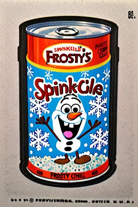 Sticker of a snowflake-sprinkled can of Frosty's Frozen Chili, Wacky Packages Style
<lora:Wacky_Packages_TOPPS_Style_XL>