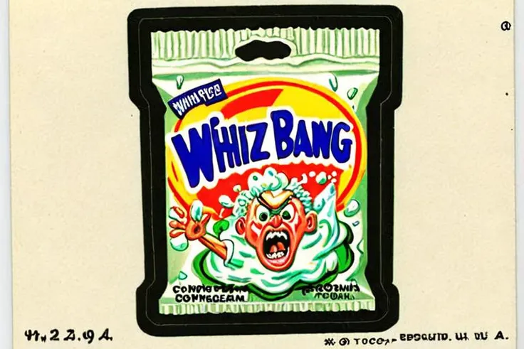 Sticker of a bag of
Whiz-Bang Whipped Cream Explosion
, Wacky Packages Style
<lora:Wacky_Packages_TOPPS_Style_XL>
{ Bland-O's Tasteless Cereal|
Snail-O's Escargot in a Can|
Shriekin' Shampoo for Scream-Queen Hair|
Grumblestiltskin's Pickled Grouch Gherkins|
Clamouflage Invisible Seafood Chowder|
Quacktastic Duck Tape for Beak Repairs|
Crunchy Munchkins Leprechaun-Sized Snack|
Noodle-Noodle Brain-Teaser Pasta|
Bizarro Baked Beans, the Musical Fruit|
Icy Hot Sauce, Fire and Frost in Every Bite
Fizz Bang Boom Cola|
Giggles Galore Nitro-Powered Laughter|
Gummy Tummy Tornado|
Whiz-Bang Whipped Cream Explosion|
a {stick|wand|rod} of Hocus-Pocus Hiking Stick|
Zap-Tastic Lightning Bolt Jam|
Loony Balloony Inflatable Popcorn|
Gobbledy Goo Monster Slime|
Whatchamacallit Whoopee Cushion Gummies|
Quirky Quencher Absurdity Elixir}
, Wacky Packages Style
<lora:Wacky_Packages_TOPPS_Style_XL>