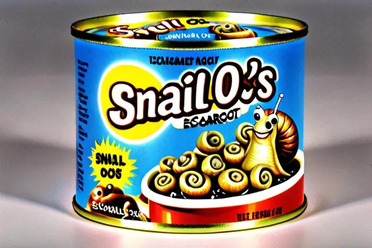 a photo realistic of the actual package of a pouch of 
Snail-O's Escargot in a Can
, Wacky Packages Style
<lora:Wacky_Packages_TOPPS_Style_XL>