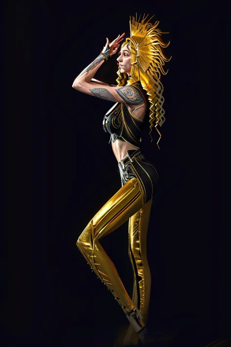 (a man with a sword and a gold headpiece), (hand well), (finger well), (long braided hair), (bangs), funky pose, with in frame, ultra-detailed, 8k, masterpiece, (volumetric lighting), beautiful detailed eyes, (ambient light), realistic shadows, (fullbody:1), (1girl), (cowboy shot), looking at viewer, perfect body, body well:1, leg well:1, arm well:1