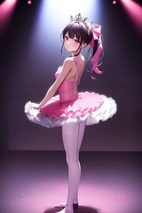 masterpiece, best_quality, 1girl, solo, tutu, standing, pink tutu, stage,