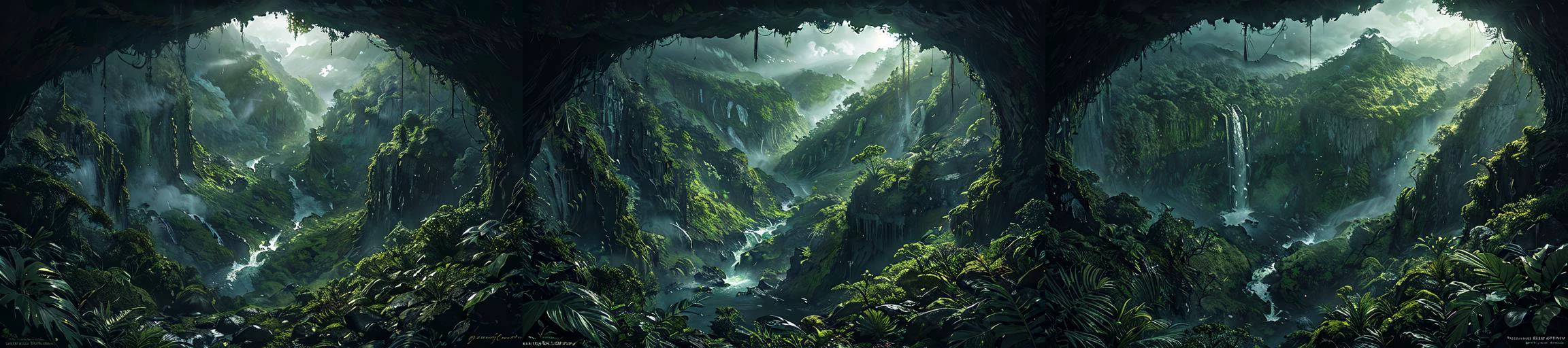(otherworldly), highly insanely detailed, masterpiece, top quality, best quality, highres, 4k, 8k, RAW photo, (very aesthetic, beautiful and aesthetic), rforest, rainforest, sunshine, closeup, moss, mountain, landscape, cloudy sky, river, stream,
cforest, cave, colorful_stone,
<lora:rforest-V1:1>, (fantasy world)âââ