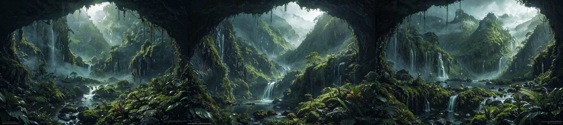 (otherworldly), highly insanely detailed, masterpiece, top quality, best quality, highres, 4k, 8k, RAW photo, (very aesthetic, beautiful and aesthetic), rforest, rainforest, sunshine, closeup, moss, mountain, landscape, cloudy sky, river, stream,
cforest, cave, colorful_stone,
<lora:rforest-V1:0.7>, (fantasy world)âââ
