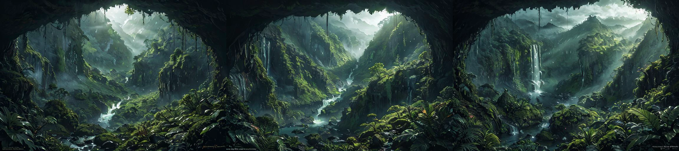 (otherworldly), highly insanely detailed, masterpiece, top quality, best quality, highres, 4k, 8k, RAW photo, (very aesthetic, beautiful and aesthetic), rforest, rainforest, sunshine, closeup, moss, mountain, landscape, cloudy sky, river, stream,
cforest, cave, colorful_stone,
<lora:rforest-V1:0.8>, (fantasy world)âââ