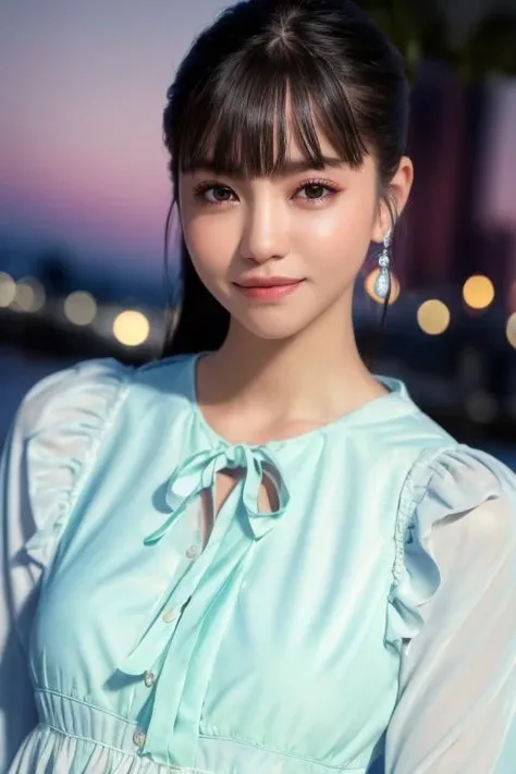 Photo taken by a professional photographer,8K, table top, RAW photo, highest quality, realistic, Highly detailed CG Unity 8K wallpaper, Depth of bounds written, cinematic light, Lens flare, ray tracing, (very beautiful face, beautiful lips, beautiful eyes), face with intricate details, ((super dense skin)) 1 girl, in the dark, deep shadow, cute korean girl, Flashy makeup with red eyeshadow,her shortcut, Delicate light brown hair is slightly disheveled with side waves.,wearing large ring earrings,K-POP idol, 1 girl, (very slim and slender fit muscular body:1.3), ((looking at the viewer)),(big smile:1.3), (magenta and black blouse), (sleeve fashion city night, dark night, (neon sign), (blurred background), fashion street night),(no people in the background:1.3), beautiful earrings, bracelet, necklace, pantyhose, clear eyes, walk, (white skin), (big eye ace forward, ((upper body shot)), ((silk color dresses:1.3)),(brown hair),((tight fit lace dress)), (See through), (looking at the viewer:1.3) open chest, very slim, medium breasts, backtracking,((buckshot)), See through, Medium Butt, mini skirt, updo hair, ((spread the thighs))