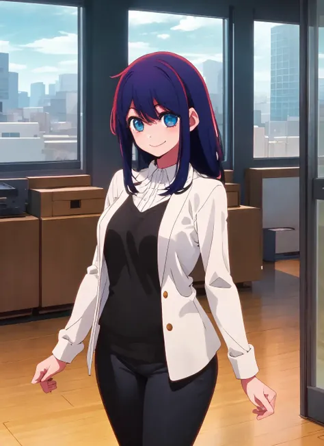 1girl,smile,cowboy shot, office, <lora:Oshi no Ko Style:1>