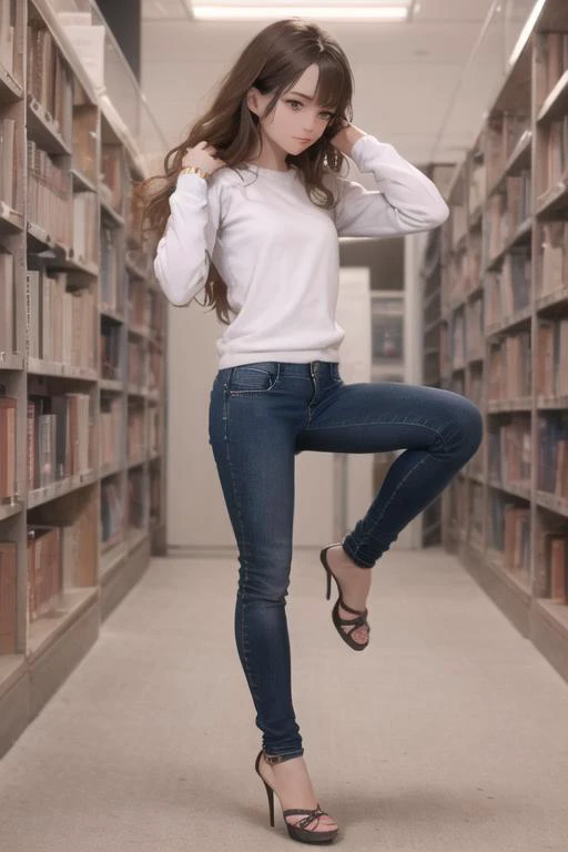 posing, ddjeans, ddsweater, <lora:DDsj_1(v)-000001:0.75>
black hair, nerd, library, 1girl, fighting stance,
