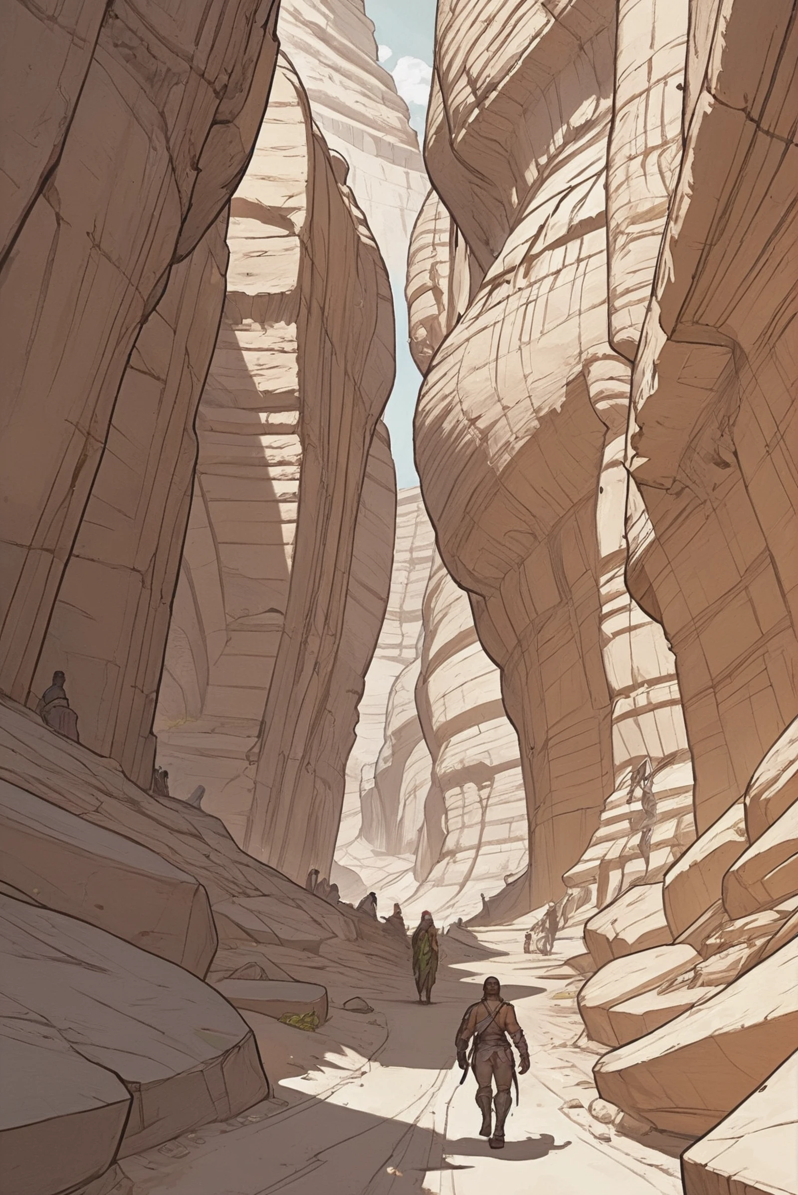 comics style, sharp outlines, Sphinx's Riddle Canyon<lora:EnvyStarlightComics04x:1>