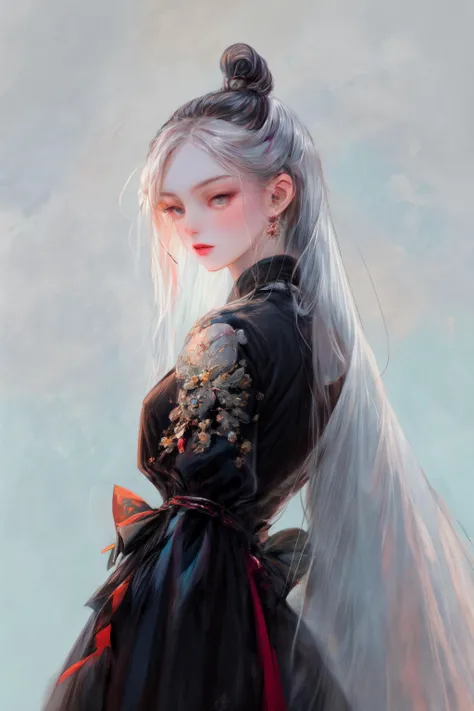 qgufeng,game icon institute,game icon,1girl,solo,black hair,long hair,paintbrush,multicolored hair,looking at viewer,two-tone hair,black eyes,white background,white hair,<lora:OIL:0.7>,<lora:classic_oil_painting:0.5>,<lora:add_detail:1>,