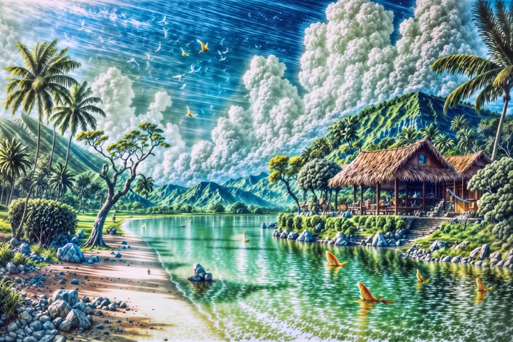 masterpiece, best quality, intricate details, professional illustration, tropical island, clouds, river, fishes, (sheep:0.8) <lora:add_detail:0.5> <lora:more_details:0.5>