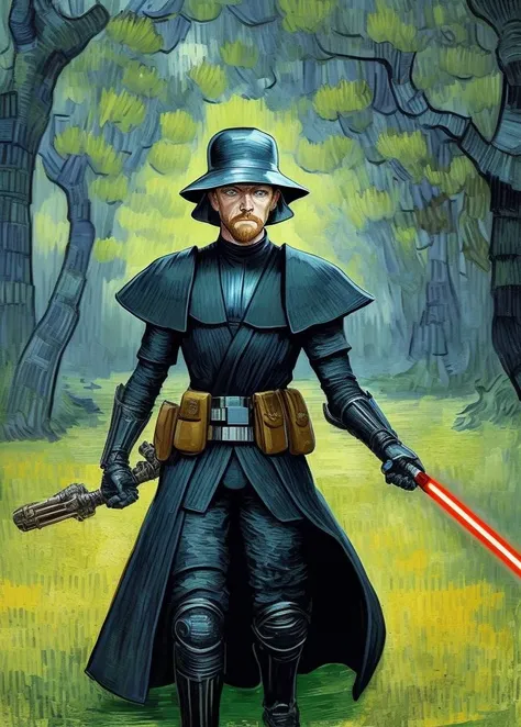 darth wader, midjourney style,  by Van Gogh