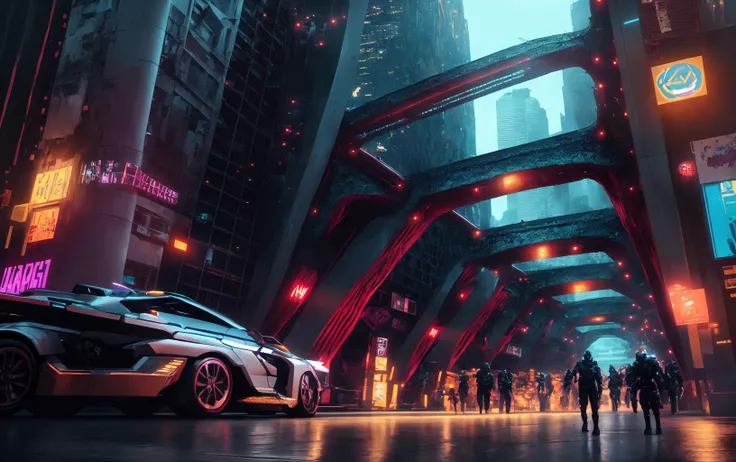 otherworldly, extremely clear backgrounds, hyper detailed, cyberpunk style,buildings, science fiction world, 64K UHD CG wallpaper, ultimated clear backgrounds, masterpiece, trending on artstation, night, vibrant colors, crowds, 2.5D, strange buildings, bridges, flying cars, Metropolitan, photorealistic, highres,