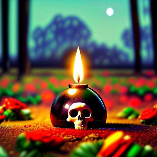 skull, flowers, horror, crown, crow, roses, nature, shine, moon, witchcraft, dark colors, black forest, candles, blood, crack, bleeding
