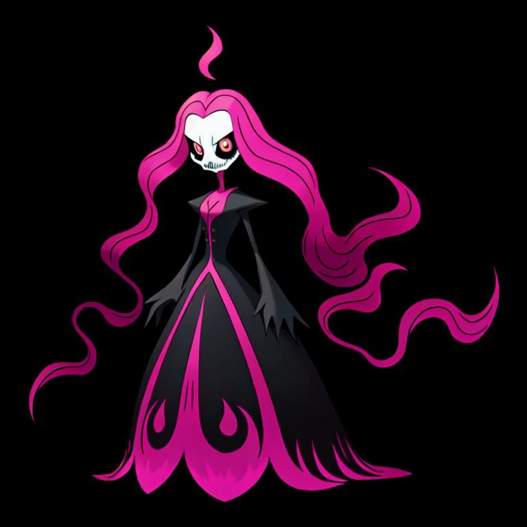 (masterpiece:1.2), (best quality:1.2), pokemon, ghost types, scary, feminine, masterpiece, high quality, best quality, high-definition, ultra-detailed, black background <lora:fakemonPokMonLORA_v10Beta:0.5>