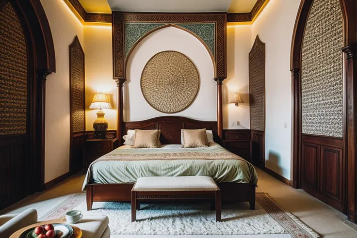 RAW photo,
<lora:dreamlookai_realistic-vision-v3-0_lora_step_1200_db_f54fd103_ckp_576e7d9c:1> photo of luxury-arabic-1979 bedroom, <lora:add_detail:0.4>, <lora:epi_noiseoffset2:1>, 8k, uhd, high quality, film grain, Fujifilm XT3