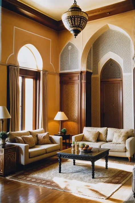 RAW photo,
 <lora:dreamlookai_realistic-vision-v3-0_lora_step_1200_db_f54fd103_ckp_576e7d9c:1> photo of luxury-arabic-1979 Livingroom, <lora:add_detail:0.4>, <lora:epi_noiseoffset2:1>, 8k, uhd, high quality, film grain, Fujifilm XT3