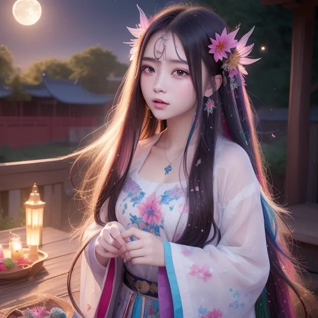 (8k, RAW photo:1.2),best quality, ultra high res,dramatic angle,(fluttered detailed color splashs), (illustration),(((1 girl))),(long hair),(rain:0.9),(hair ornament:1.4),there is an ancient palace beside the girl,chinese clothes,(focus on), color Ink wash painting,(color splashing),colorful splashing,(((colorful))),(sketch:0.8), Masterpiece,best quality, beautifully painted,highly detailed,(denoising:0.6),[splash ink],((ink refraction)), (beautiful detailed sky),moon,highly,detaild,(masterpiece, best quality, extremely detailed CG unity 8k wallpaper,masterpiece, best quality, ultra-detailed),(Lycoris radiata), <lora:GuoFeng3_Fix-non-ema-bf16:0.8>, 
 <lora:goddess_20230423:0.75>