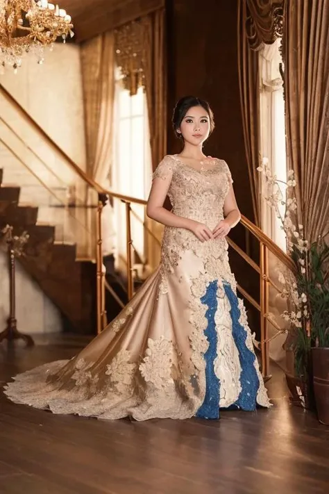 ((looking at camera)), detailed face, 1girl,full body, solo, fashi-girl, mature girl, cute, sweet, a girl wearing kebaya, <lora:kebaya:1>