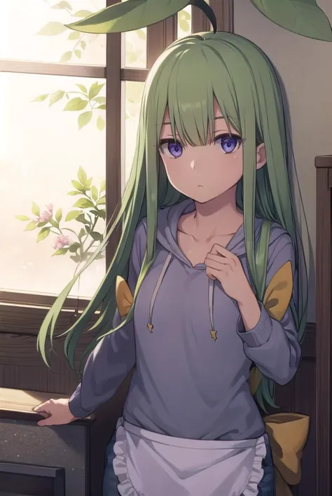 mandragora, <lyco:mandragora-lyco-nochekaiser:1>,
mandragora, long hair, bangs, ahoge, green hair, (purple eyes:1.1), bow, hair bow,
BREAK shorts, hood, apron, hoodie,
BREAK indoors,
BREAK looking at viewer, (cowboy shot:1.5),
BREAK <lyco:GoodHands-beta2:1>, (masterpiece:1.2), best quality, high resolution, unity 8k wallpaper, (illustration:0.8), (beautiful detailed eyes:1.6), extremely detailed face, perfect lighting, extremely detailed CG, (perfect hands, perfect anatomy),