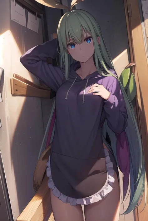 mandragora, <lyco:mandragora-lyco-nochekaiser:1>,
mandragora, long hair, bangs, ahoge, green hair, (purple eyes:1.1), bow, hair bow,
BREAK shorts, hood, apron, hoodie,
BREAK indoors,
BREAK looking at viewer, (cowboy shot:1.5),
BREAK <lyco:GoodHands-beta2:1>, (masterpiece:1.2), best quality, high resolution, unity 8k wallpaper, (illustration:0.8), (beautiful detailed eyes:1.6), extremely detailed face, perfect lighting, extremely detailed CG, (perfect hands, perfect anatomy),