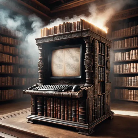 long exposure photo of analog film photo breathtaking <lora:DonMB00ksXL:1>detailed modern desktop computer made of DonMB00ksXL, in a enchanted library in the clouds with books that glow with knowledge environment, cinematic lighting, masterpiece, award-winning, professional, highly detailed, faded film, desaturated, 35mm photo, grainy, vignette, vintage, Kodachrome, Lomography, stained, found footage, Blurred motion, streaks of light, surreal, dreamy, ghosting effect