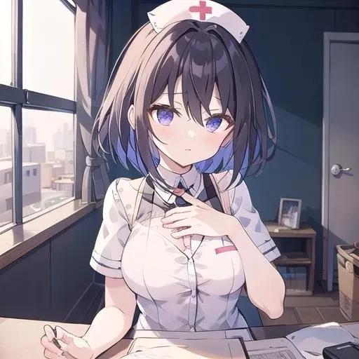 1gril, seele vollerei, nurse, chest tattoo,