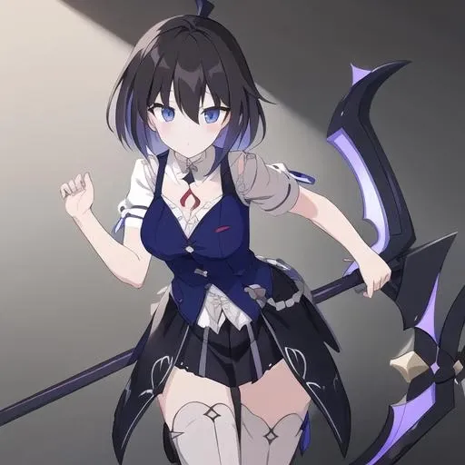 1girl, seele vollerei, azure memory, chest tattoo,   <lora:scythe:0.2> warscythe,
